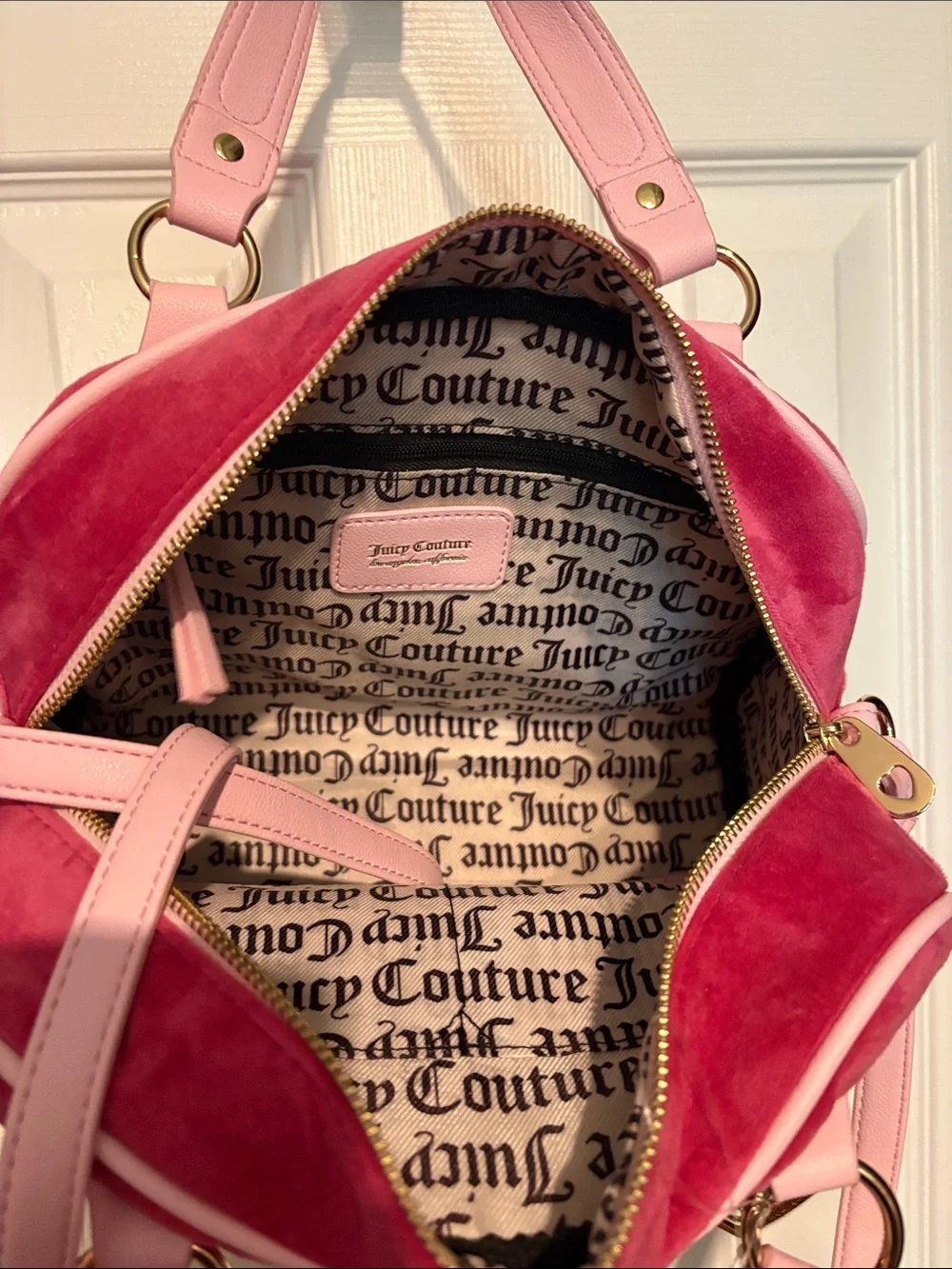 BNWT JUICY COUTURE Royal Pink Velour Crown Satchel Crossbody Y2K McBling Satchel